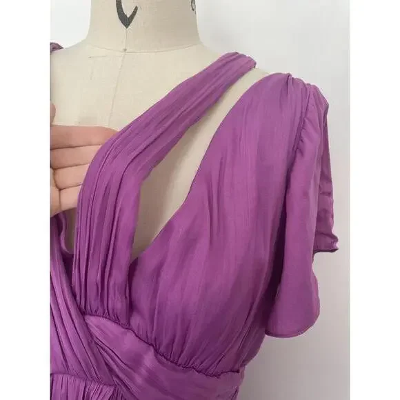 Anthropologie - Chic V-neck Short Purple Mini Dress with Flowy Sleeve, size 10 - Picture 7 of 12